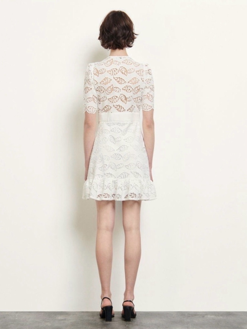 Sandro White Zalan Broderie Anglaise Lace Midi Dress V-Neck Boho Bridal T1 S - Picture 2 of 15